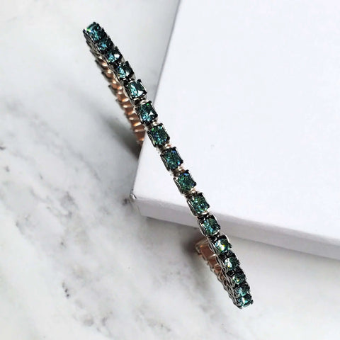 Handcrafted Turquoise Crystal Wire Wrapped Tennis Bracelet – Montana Style | Made in USA Alexa Martha Designs  Bangles /Bracelets