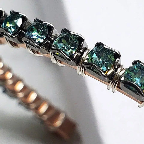 Handcrafted Turquoise Crystal Wire Wrapped Tennis Bracelet – Montana Style | Made in USA Alexa Martha Designs  Bangles /Bracelets