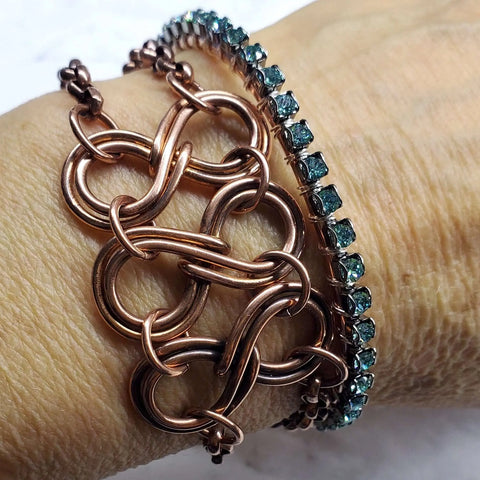 Handcrafted Turquoise Crystal Wire Wrapped Tennis Bracelet – Montana Style | Made in USA Alexa Martha Designs  Bangles /Bracelets