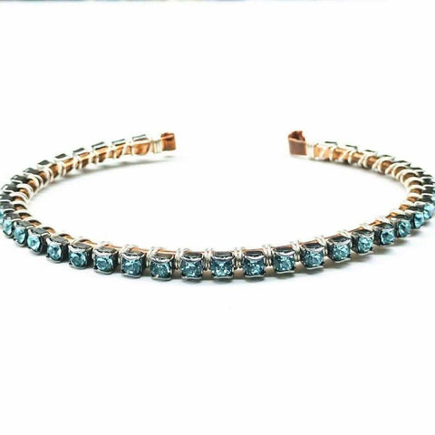 Handcrafted Turquoise Crystal Wire Wrapped Tennis Bracelet – Montana Style | Made in USA Alexa Martha Designs  Bangles /Bracelets