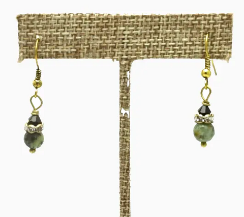 Handcrafted Turquoise Dangle Earrings 1.5 Inch Drop with Crystal Accents – Made in USA Michelle Marie Boutique  Earrings