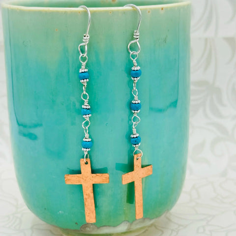 Handcrafted Turquoise and Copper Rosary Earrings – JANECKA Jewelry | Made in USA Janecka 
