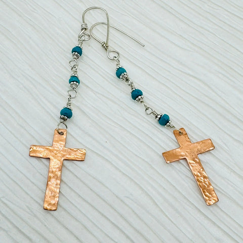 Handcrafted Turquoise and Copper Rosary Earrings – JANECKA Jewelry | Made in USA Janecka 