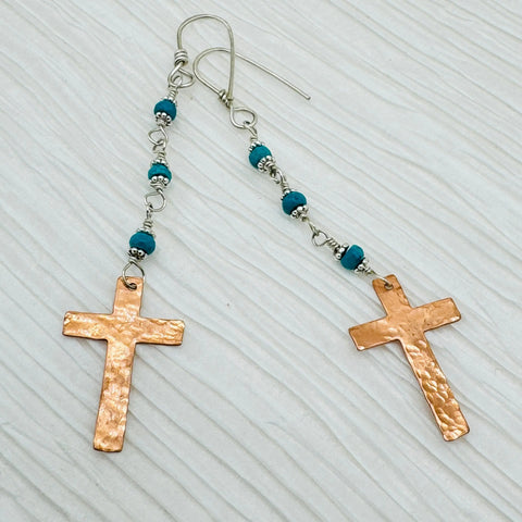 Handcrafted Turquoise and Copper Rosary Earrings – JANECKA Jewelry | Made in USA Janecka 