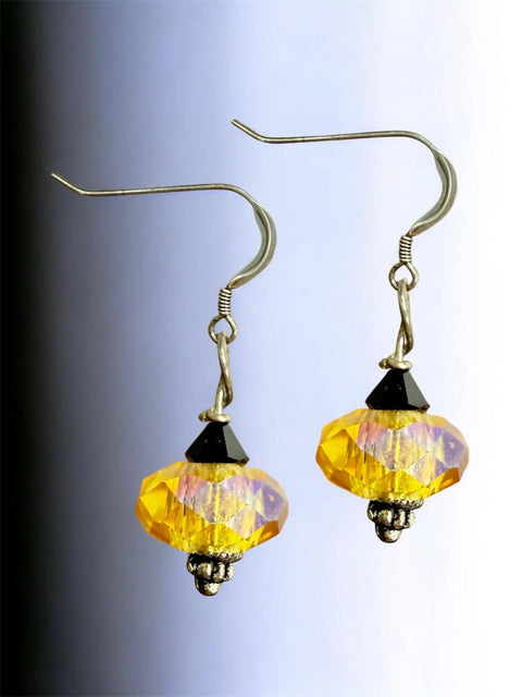 Handcrafted Two-Tone Faceted Crystal Earrings 1 Inch – Lightweight Team Spirit Jewelry | Made in USA Michelle Marie Boutique  Earrings