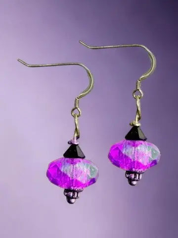 Handcrafted Two-Tone Faceted Crystal Earrings 1 Inch – Lightweight Team Spirit Jewelry | Made in USA Michelle Marie Boutique  Earrings