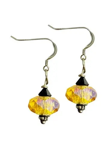 Handcrafted Two-Tone Faceted Crystal Earrings 1 Inch – Lightweight Team Spirit Jewelry | Made in USA Michelle Marie Boutique  Earrings