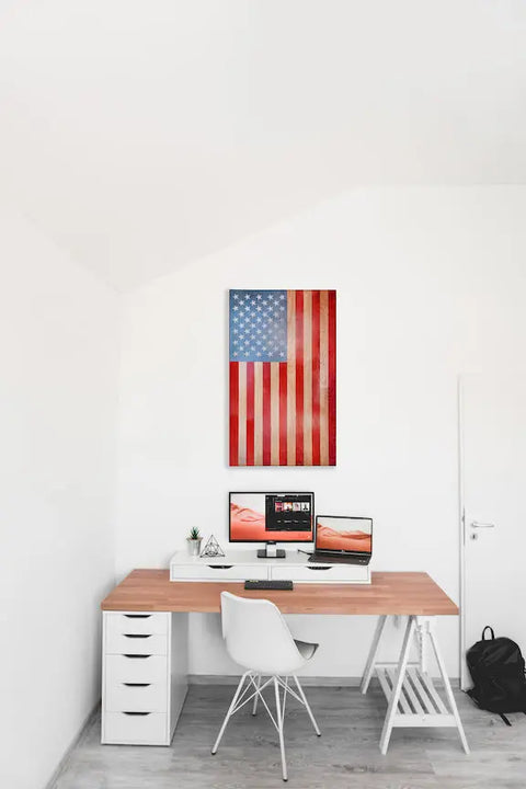 Handcrafted Vertical Cherry Hardwood American Flag Wall Decor – Patriotic Home Accent | Made in USA American Grains LLC 