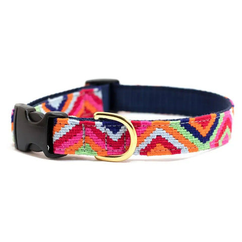 Handcrafted Vibrant Side-Release Dog Collar 11-15 Inch Adjustable Nylon Webbing | Made in USA Auburn Leathercrafters  item