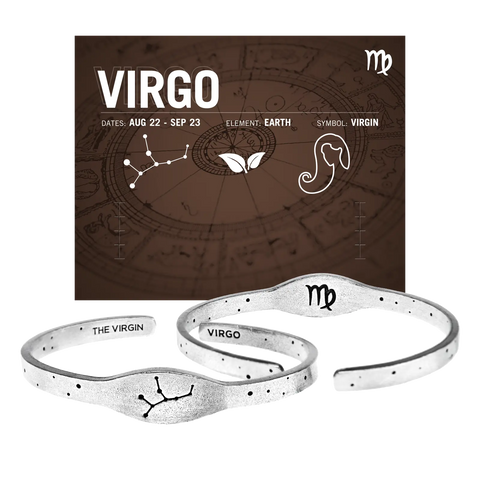 Handcrafted Virgo Zodiac Cuff Bracelet – Recycled Pewter Astrological Jewelry | Made in USA Whitney Howard Designs  Zodiac Cuffs