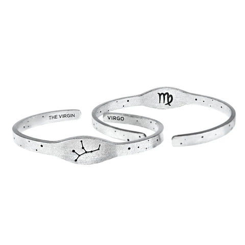 Handcrafted Virgo Zodiac Cuff Bracelet – Recycled Pewter Astrological Jewelry | Made in USA Whitney Howard Designs  Zodiac Cuffs