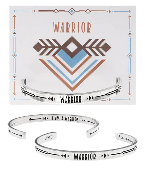 Handcrafted Warrior Quotable Cuff Bracelet – Recycled Lead-Free Pewter Inspirational Jewelry | Made in USA Whitney Howard Designs  Cuff Bracelets