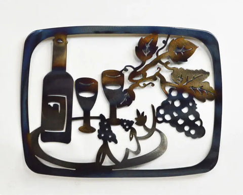 Handcrafted Wine Bottle and Glasses Casserole Dish Holder – Rustic Kitchen Accessory | Made in USA Knights Home Decor  item