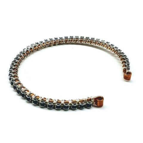 Handcrafted Wire Wrapped Copper Bangle With Black Rhinestones – 12 Gauge | Made in USA Alexa Martha Designs  Bangles /Bracelets