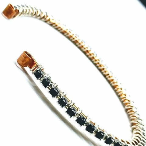 Handcrafted Wire Wrapped Copper Bangle With Black Rhinestones – 12 Gauge | Made in USA Alexa Martha Designs  Bangles /Bracelets
