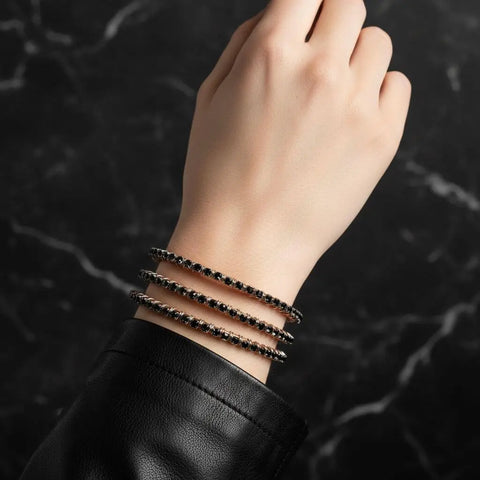Handcrafted Wire Wrapped Copper Bangle With Black Rhinestones – 12 Gauge | Made in USA Alexa Martha Designs  Bangles /Bracelets