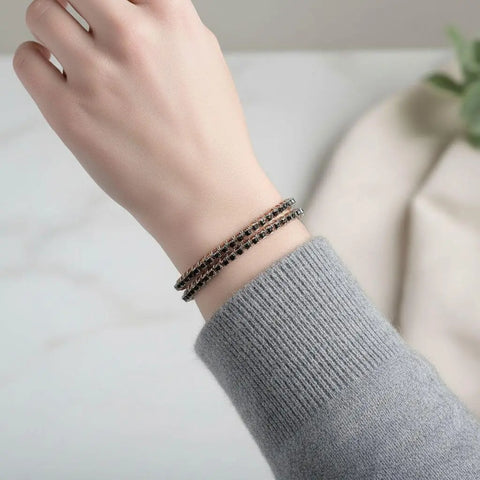 Handcrafted Wire Wrapped Copper Bangle With Black Rhinestones – 12 Gauge | Made in USA Alexa Martha Designs  Bangles /Bracelets
