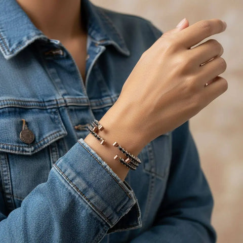 Handcrafted Wire Wrapped Copper Bangle With Black Rhinestones – 12 Gauge | Made in USA Alexa Martha Designs  Bangles /Bracelets