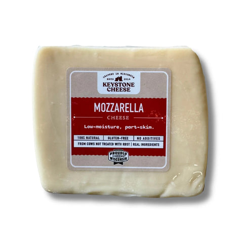 Handcrafted Wisconsin Mozzarella Cheese – 1 lb Water-Packed Fresh Block | Made in USA Artisan Dairy Product Keystone Cheese  Cheese