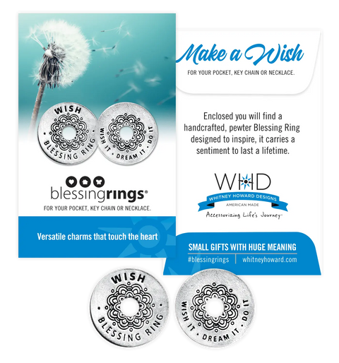 Handcrafted Wish Blessing Ring Charm – Recycled Pewter Inspirational Jewelry | Made in USA Sustainable Gift Whitney Howard Designs  Blessing Ring