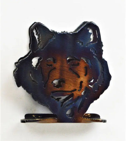 Handcrafted Wolf Head Cocktail Napkin Holder – Rustic Metal Bar Accessory | Made in USA Knights Home Decor  item