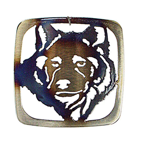 Handcrafted Wolf Head Metal Coaster – Heat Resistant Table Accessory | Made in USA Veteran-Owned Knights Home Decor  item