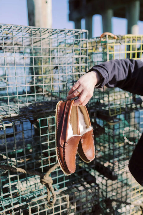 Handcrafted Women’s Leather Slippers Lined With Rabbit Fur – Winter Harbor Comfort | Made in USA Rogue Industries  Footwear