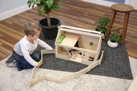 Handcrafted Wooden A-Frame Barn Toy 20 Inch With Hay Loft – Amish Made Farm Playset | Made in USA Amish Toy Box  Wooden Toys,Everything Farming