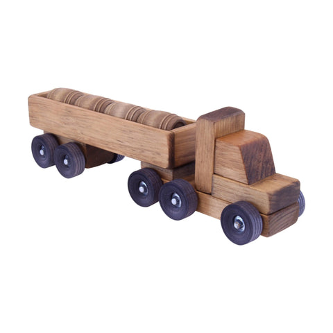 Handcrafted Wooden Barrel Toy Truck With Rolling Wheels – Child-Safe Harvest Stain | Made in USA Amish Toy Box  Wooden Toys,Trains, Trucks and Things
