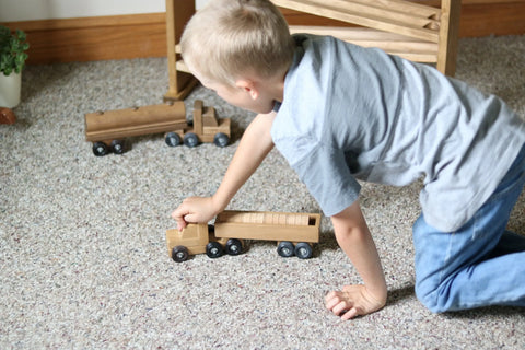 Handcrafted Wooden Barrel Toy Truck With Rolling Wheels – Child-Safe Harvest Stain | Made in USA Amish Toy Box  Wooden Toys,Trains, Trucks and Things