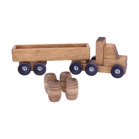 Handcrafted Wooden Barrel Toy Truck With Rolling Wheels – Child-Safe Harvest Stain | Made in USA Amish Toy Box  Wooden Toys,Trains, Trucks and Things