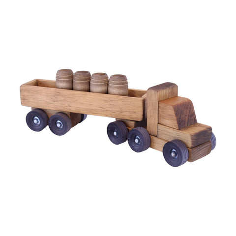 Handcrafted Wooden Barrel Toy Truck With Rolling Wheels – Child-Safe Harvest Stain | Made in USA Amish Toy Box  Wooden Toys,Trains, Trucks and Things