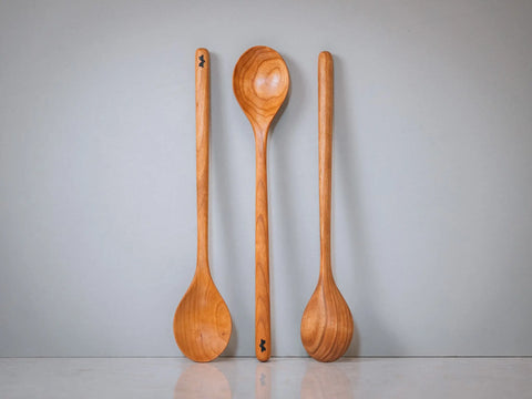 Handcrafted Wooden Cooking Spoon 12.5 Inch – Premium Cherry Hickory Walnut Utensil | Made in USA Blanc Creatives  Wood