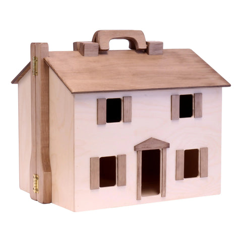 Handcrafted Wooden Dollhouse Play Set With 16-Piece Furniture – Two-Story Toy House | Made in USA Amish Toy Box  Wooden Doll House Toy