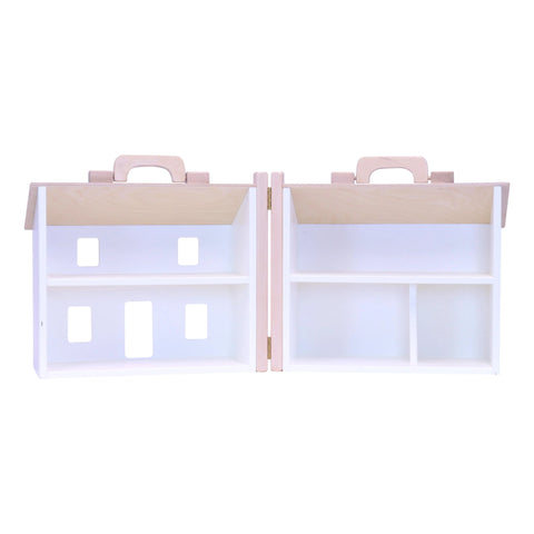 Handcrafted Wooden Dollhouse Play Set With 16-Piece Furniture – Two-Story Toy House | Made in USA Amish Toy Box  Wooden Doll House Toy