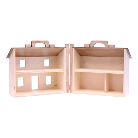 Handcrafted Wooden Dollhouse Play Set With 16-Piece Furniture – Two-Story Toy House | Made in USA Amish Toy Box  Wooden Doll House Toy