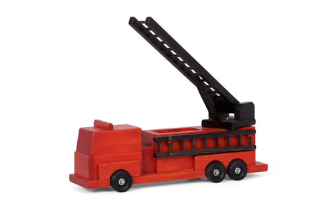 Handcrafted Wooden Fire Truck Toy 20 Inch with Swivel Ladder – Non-Toxic Finish | Made in USA Amish Toy Box  Wooden Toys,Trains, Trucks and Things