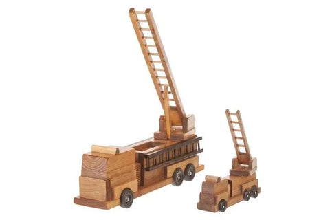 Handcrafted Wooden Fire Truck Toy 20 Inch with Swivel Ladder – Non-Toxic Finish | Made in USA Amish Toy Box  Wooden Toys,Trains, Trucks and Things
