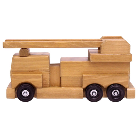 Handcrafted Wooden Fire Truck Toy 20 Inch with Swivel Ladder – Non-Toxic Finish | Made in USA Amish Toy Box  Wooden Toys,Trains, Trucks and Things