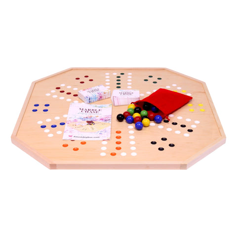 Handcrafted Wooden Marble Chase Game Board – 25 Inch Double-Sided Play Surface | Made in USA by Amish Artisans Amish Toy Box  Board Game