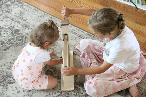 Handcrafted Wooden Marble Pump Roller Toy – Non-Toxic Walnut Finish | Amish Made USA Amish Toy Box 