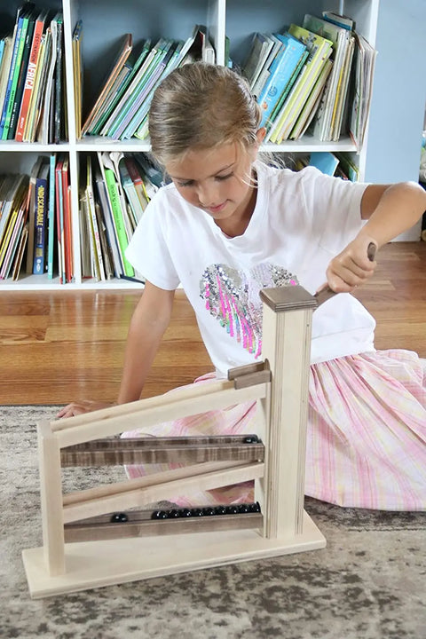 Handcrafted Wooden Marble Pump Roller Toy – Non-Toxic Walnut Finish | Amish Made USA Amish Toy Box 