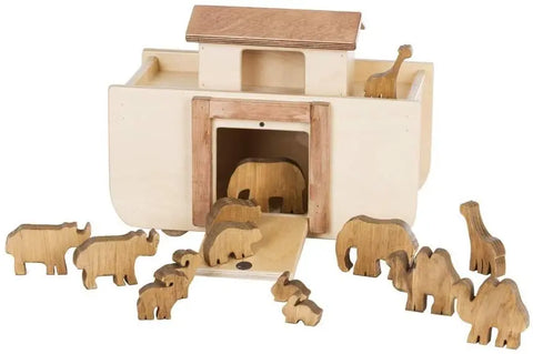 Handcrafted Wooden Noah's Ark Toy With 14 Animal Figures – 15 Inch Playset | Made in USA Amish Toy Box  Wooden Toys,Trains, Trucks and Things