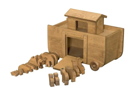 Handcrafted Wooden Noah's Ark Toy With 14 Animal Figures – 15 Inch Playset | Made in USA Amish Toy Box  Wooden Toys,Trains, Trucks and Things