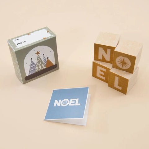 Handcrafted Wooden Noel Blocks with Snowglobe Scene – 1.75 Inch Cubes – Uncle Goose | Made in USA Uncle Goose  Decor