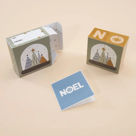 Handcrafted Wooden Noel Blocks with Snowglobe Scene – 1.75 Inch Cubes – Uncle Goose | Made in USA Uncle Goose  Decor