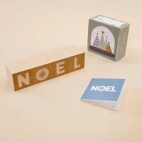 Handcrafted Wooden Noel Blocks with Snowglobe Scene – 1.75 Inch Cubes – Uncle Goose | Made in USA Uncle Goose  Decor