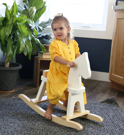 Handcrafted Wooden Toddler Rocking Horse 26 Inch – Solid Pine Child-Safe Finish | Amish-Made USA Amish Toy Box  Wooden Toy