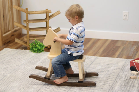 Handcrafted Wooden Toddler Rocking Horse 26 Inch – Solid Pine Child-Safe Finish | Amish-Made USA Amish Toy Box  Wooden Toy