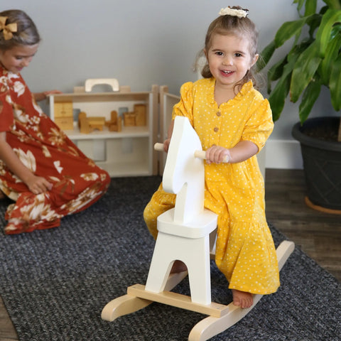 Handcrafted Wooden Toddler Rocking Horse 26 Inch – Solid Pine Child-Safe Finish | Amish-Made USA Amish Toy Box  Wooden Toy
